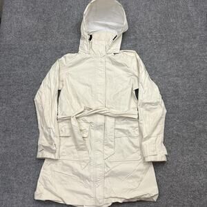 Patagonia Rain Jacket Womens XS White Hooded Belted Waterproof Outdoor Coat